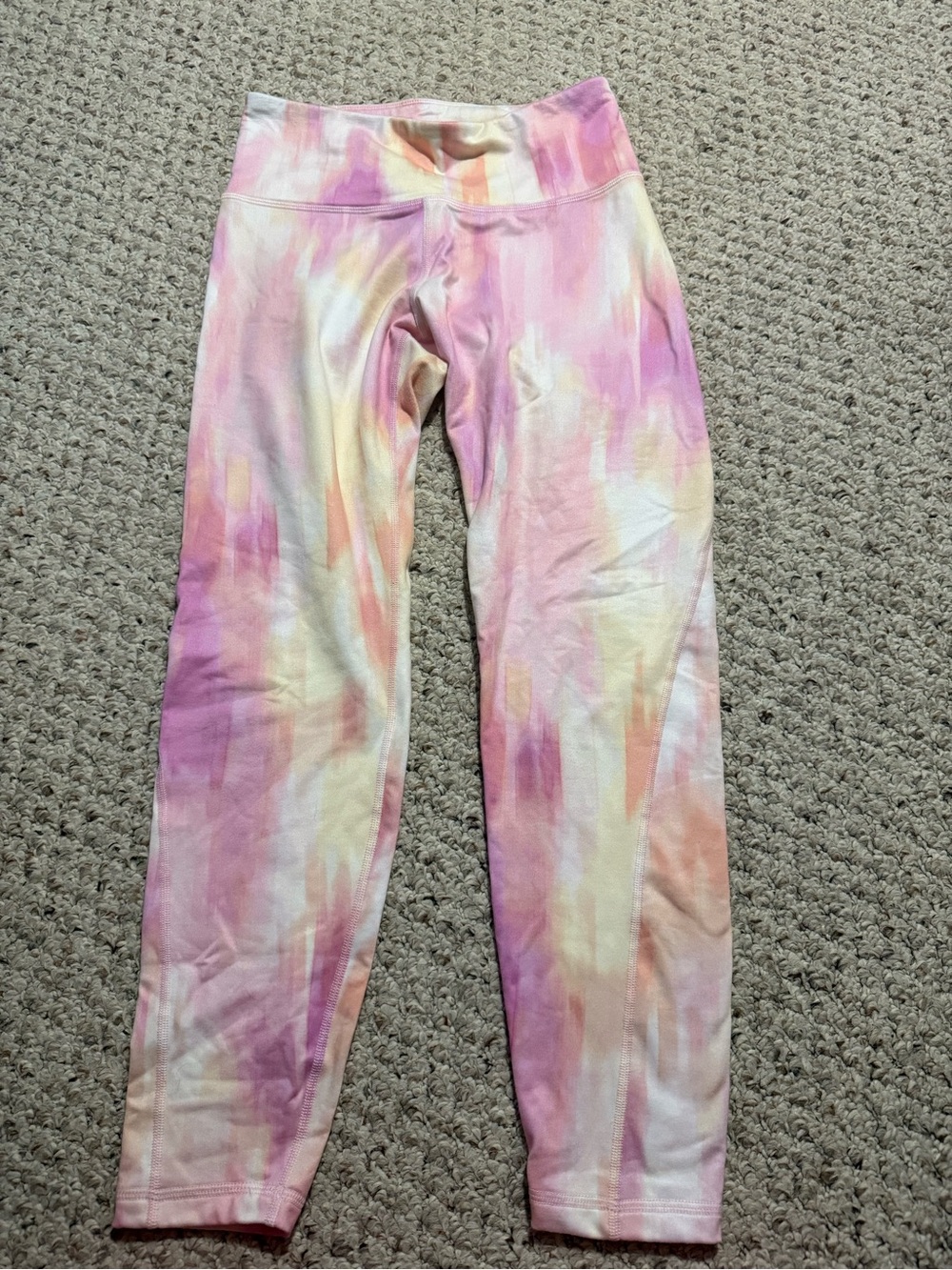 Old Navy Pink, Cream & Peach Tie-Dye Capri Women’s Leggings